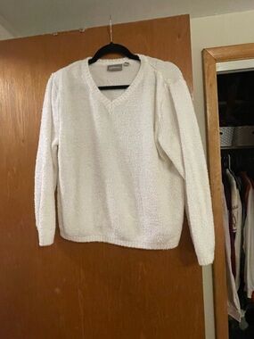 croft & barrow White V-Neck Cozy Sweater